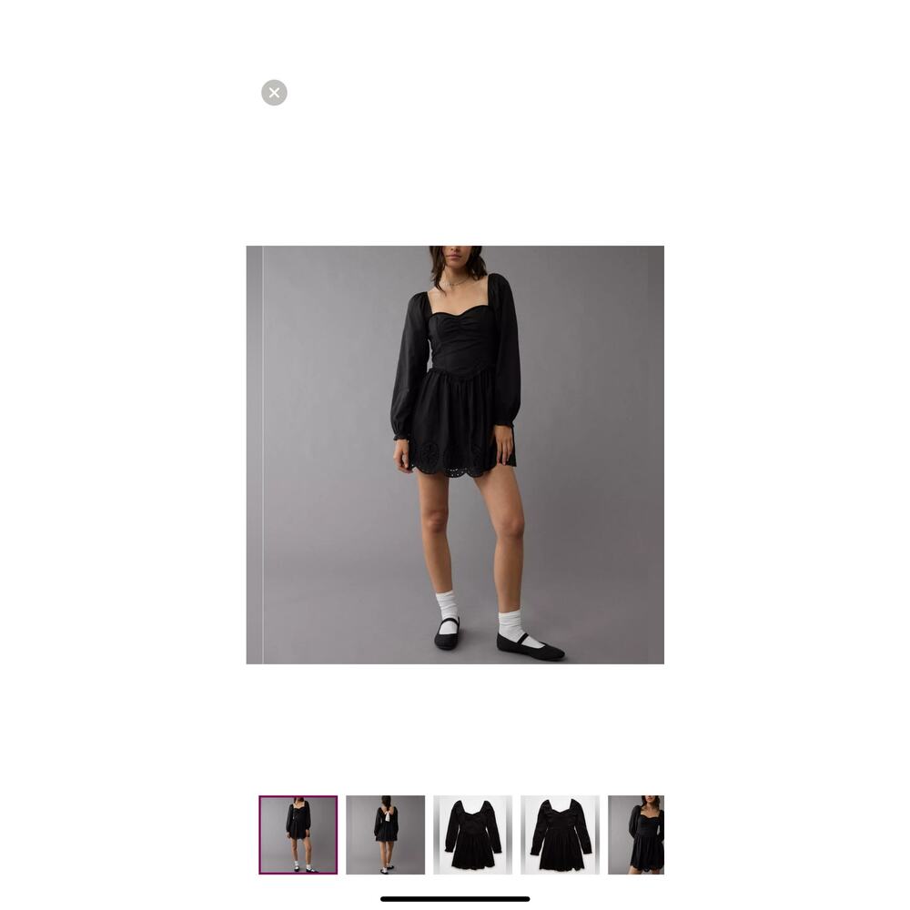AE Long-Sleeve Smocked Corduroy Mini Dress